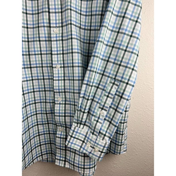 Duluth Trading Co. Large Trim Fit Blue Check Long Sleeve Button Up 100% Cotton - Picture 6 of 8